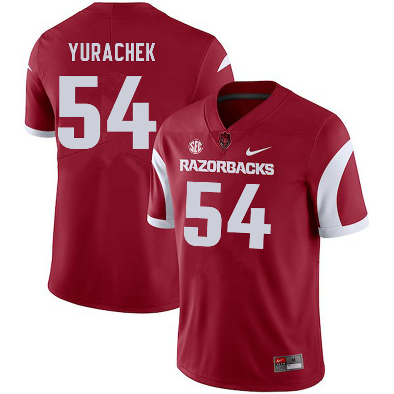 Men #54 Jake Yurachek Arkansas Razorbacks College Football Jerseys Sale-Cardinal